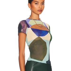 MIAO x Paloma Elsesser Lace Back Tee in Abstraction